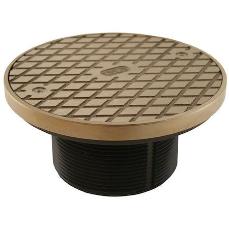 Jones Stephens 3-1/2in. Heavy Duty PVC Cleanout Spud with 6in. Nickel Bronze Round Cover with Ring D59907